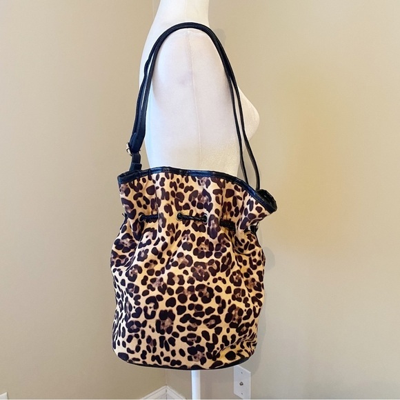 Bam Forever Drawstring Leopard Print Bucket Shoulder Crossbody Bag - Picture 2 of 16